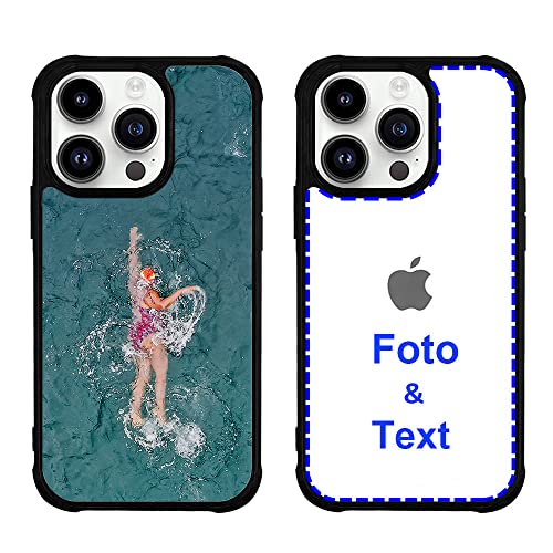 MXCUSTOM Personalisierte Handyhülle für Apple iPhone 14 Pro Max, Benutzerdefiniert Hülle mit Eigenem Foto Bild Text Individuelle Schutzhülle [Schwarz Weicher Stoßfänger+Harter Rückseite] (PHT-BK-P1) von MXCUSTOM