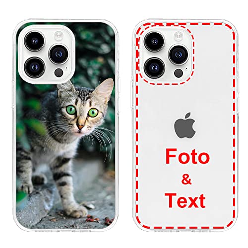 MXCUSTOM Personalisierte Handyhülle für Apple iPhone 14 Pro Max, Benutzerdefiniert Hülle mit Eigenem Foto Bild Text Individuelle Schutzhülle [Transparente Weiche TPU Dünn Stoßfest] (FXT-CR-P1) von MXCUSTOM