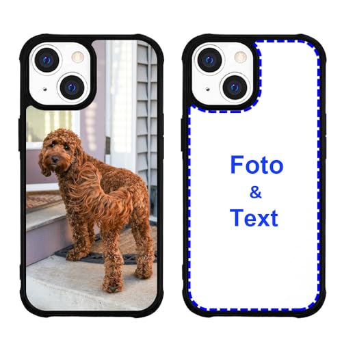 MXCUSTOM Personalisierte Handyhülle für Apple iPhone 15 Plus, Benutzerdefiniert Hülle mit Eigenem Foto Bild Text Individuelle Schutzhülle [Schwarz Weicher Stoßfänger+Harter Rückseite] (PHT-BK-P1) von MXCUSTOM