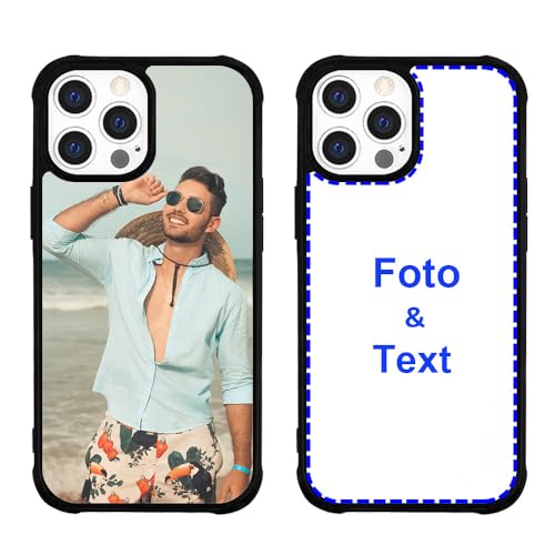 MXCUSTOM Personalisierte Handyhülle für Apple iPhone 15 Pro Max, Benutzerdefiniert Hülle mit Eigenem Foto Bild Text Individuelle Schutzhülle [Schwarz Weicher Stoßfänger+Harter Rückseite] (PHT-BK-P1) von MXCUSTOM