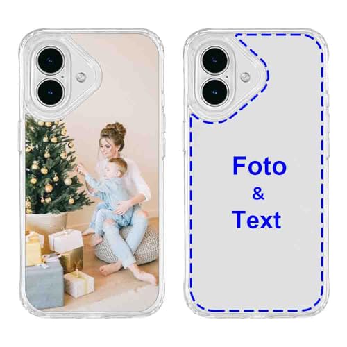 MXCUSTOM Personalisierte Handyhülle für Apple iPhone 16, Benutzerdefiniert Hülle mit Eigenem Foto Bild Text Individuelle Schutzhülle [Weicher Stoßfänger + Harter Rückseite] (CHT-CR-P1A) von MXCUSTOM