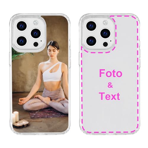 MXCUSTOM Personalisierte Handyhülle für Apple iPhone 16 Pro, Benutzerdefiniert Hülle mit Eigenem Foto Bild Text Schutzhülle [Weicher Polsterstoßfänger + Harter Rückseite] (HIC-CR-P1) von MXCUSTOM
