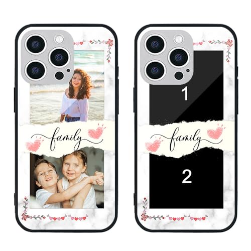 MXCUSTOM Personalisierte Handyhülle für Apple iPhone 16 Pro Max, Benutzerdefiniert Kratzfest Gehärtetes Glas Weicher Stoßfänger Hülle mit Eigenem Foto Bild Text Individuelle Schutzhülle (GHS-FAM102) von MXCUSTOM
