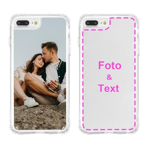 MXCUSTOM Personalisierte Handyhülle für Apple iPhone 8 Plus 7 Plus, Benutzerdefiniert Hülle mit Eigenem Foto Bild Text Schutzhülle [Weicher Polsterstoßfänger + Harter Rückseite](HIC-CR-P1) von MXCUSTOM