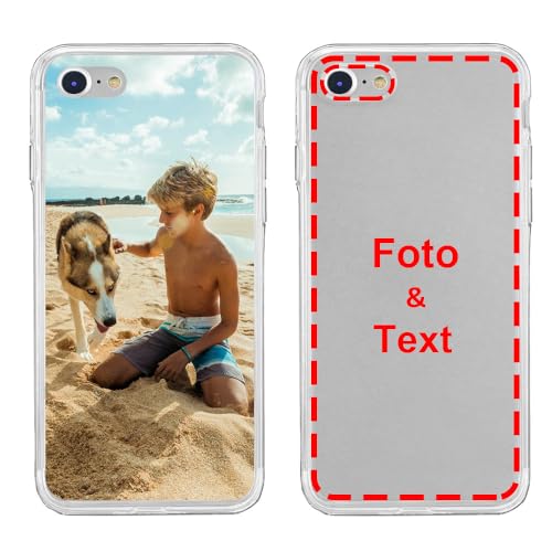 MXCUSTOM Personalisierte Handyhülle für Apple iPhone SE 2022/2020 iPhone 7/8, Benutzerdefiniert Hülle mit Eigenem Foto Bild Text Individuelle Schutzhülle [Transparente Weiche TPU Stoßfest](FXT-CR-P1) von MXCUSTOM