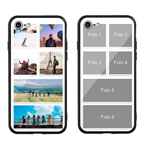 MXCUSTOM Personalisierte Handyhülle für Apple iPhone SE 2022/2020 iPhone 7/8, Benutzerdefiniert Kratzfest Gehärtetes Glas Hülle mit Eigenem Fotocollage Bild Individuelle Schutzhülle(GHS-TMP040) von MXCUSTOM