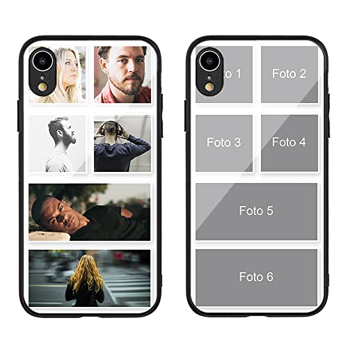 MXCUSTOM Personalisierte Handyhülle für Apple iPhone XR, Benutzerdefiniert Kratzfest Gehärtetes Glas Weicher Stoßfänger Hülle mit Eigenem Fotocollage Bild Individuelle Schutzhülle (GHS-TMP040) von MXCUSTOM