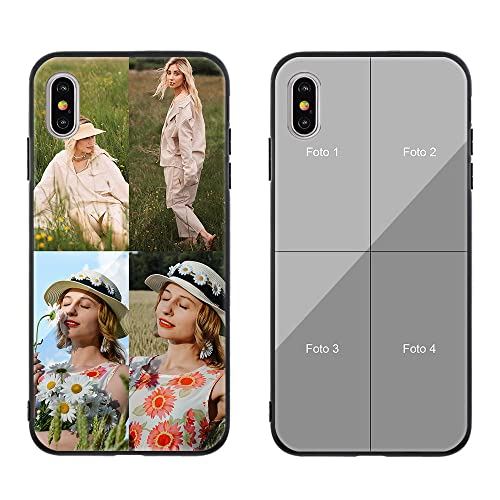 MXCUSTOM Personalisierte Handyhülle für Apple iPhone XS iPhone X, Benutzerdefiniert kratzfest Gehärtetes Glas Weicher Stoßfänger Hülle mit Eigenem Fotocollage Bild Individuelle Schutzhülle(GHS-TMP049) von MXCUSTOM