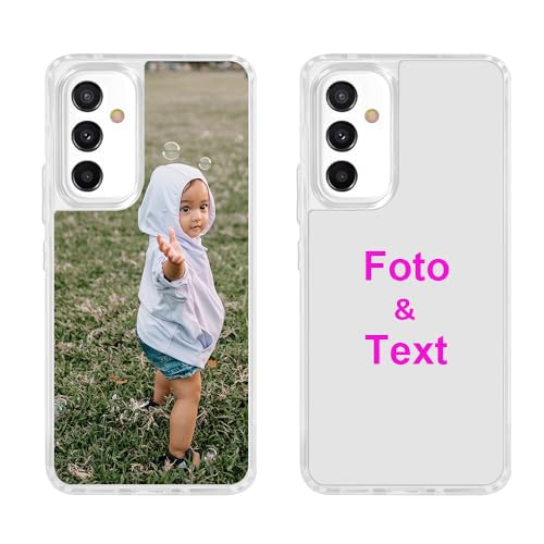 MXCUSTOM Personalisierte Handyhülle für Samsung Galaxy A34 5G, Benutzerdefiniert Hülle mit Eigenem Foto Bild Text Schutzhülle [Weicher Polsterstoßfänger + Harter Rückseite] (HC1-CR-P1) von MXCUSTOM