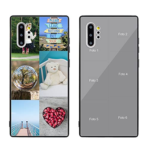 MXCUSTOM Personalisierte Handyhülle für Samsung Galaxy Note 10+ 5G, Benutzerdefiniert Gehärtetes Glas Weicher mit Eigenem Fotocollage Bild Individuelle Schutzhülle (GHS-TMP042), Collage 05 (6 Fotos) von MXCUSTOM