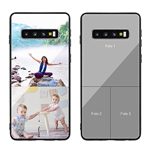 MXCUSTOM Personalisierte Handyhülle für Samsung Galaxy S10+ S10 Plus, Benutzerdefiniert Gehärtetes Glas Weicher Stoßfänger Hülle mit Eigenem Fotocollage Bild Individuelle Schutzhülle (GHS-TMP048) von MXCUSTOM