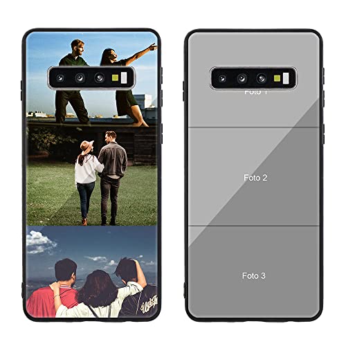 MXCUSTOM Personalisierte Handyhülle für Samsung Galaxy S10, Benutzerdefiniert Gehärtetes Glas Weicher Stoßfänger Hülle mit Eigenem Fotocollage Bild Individuelle Schutzhülle (GHS-TMP043A) von MXCUSTOM
