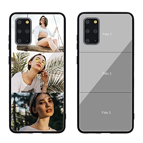 MXCUSTOM Personalisierte Handyhülle für Samsung Galaxy S20+/S20 Plus 5G, Benutzerdefiniert Gehärtetes Glas Weicher Stoßfänger Hülle mit Eigenem Fotocollage Bild Individuelle Schutzhülle (GHS-TMP043) von MXCUSTOM