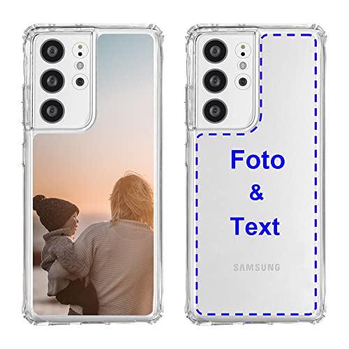 MXCUSTOM Personalisierte Handyhülle für Samsung Galaxy S21 Ultra 5G, Benutzerdefiniert Hülle mit Eigenem Foto Bild Text Individuelle Schutzhülle [Weicher Stoßfänger + Harter Rückseite] (CHT-CR-P1) von MXCUSTOM