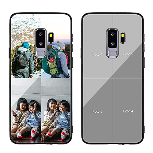 MXCUSTOM Personalisierte Handyhülle für Samsung Galaxy S9+ S9 Plus, Benutzerdefiniert Gehärtetes Glas Weicher Stoßfänger Hülle mit Eigenem Fotocollage Bild Individuelle Schutzhülle (GHS-TMP049) von MXCUSTOM