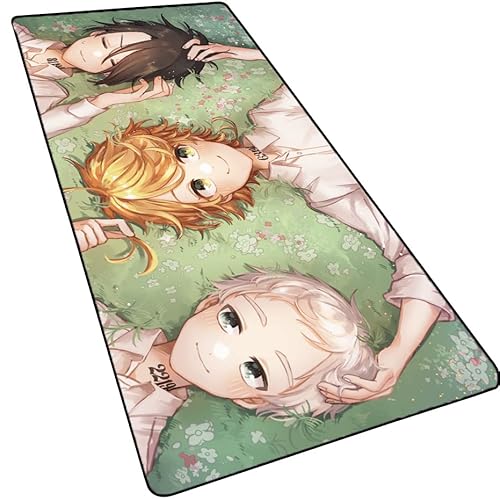 Anime The Promised Never Land Gaming-Mauspad mit genähten Kanten, 3 mm dick, verlängertes Mauspad, rutschfeste Gummiunterseite, Schreibtischunterlage für Gamer, Büro und Zuhause, 80x30x0.3 cm von MXDZA