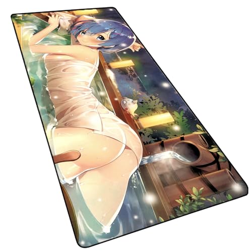 Erweitertes XXL-Gaming-Mauspad, großes Anime-Mauspad, rutschfeste Gummiunterseite, wasserdicht, Desktop-Zubehör, Tastatur-Mauspad, Re Zero Kara, Hajimeru, Isekai, Seikatsu Rem Ram, 90 x 40 cm Erweitertes XXL-Gaming-Mauspad, großes Anime-Mauspad, rutschfeste Gummiunterseite, wasserdicht, Desktop-Zubehör, Tastatur-Mauspad, Re Zero Kara, Hajimeru, Isekai, Seikatsu Rem Ram, 90 x 40 cm von MXDZA
