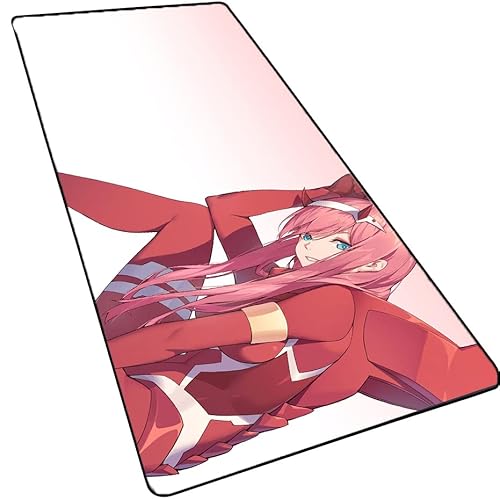 Japan Anime Zero Two 02 Gaming-Mauspad, Darling in The Franxx, 3 mm dickes, verlängertes Mauspad mit genähten Kanten, rutschfeste Gummiunterseite, Büro und Zuhause, 25x100 cm X 0.3 cm von MXDZA