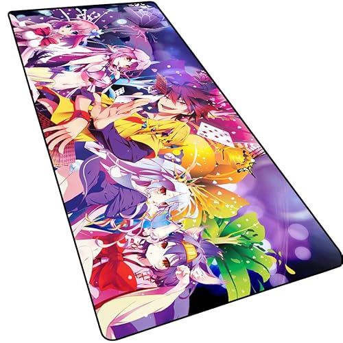 Japanisches Anime No Game No Life Zero großes Mauspad, Shiro Sora erweitertes Gaming-Mauspad, rutschfeste Gummiunterseite, Tastatur-Pad mit genähten Kanten, 90 x 40 cm von MXDZA