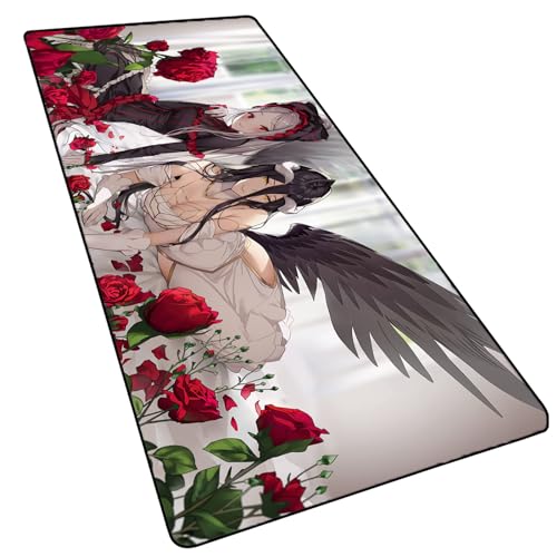 Overlord Albedo Erweitertes XL-Gaming-Mauspad (80 x 30 cm), großes Anime-Mauspad, rutschfeste Gummiunterseite, wasserdichtes Desktop-Zubehör, Tastatur-Mauspad für Arbeit, Spiel, Bürospieler von MXDZA