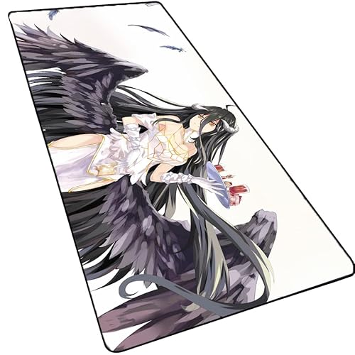 Overlord Albedo Japanisches Anime-Gaming-Mauspad mit genähten Kanten, 3 mm dickes, verlängertes Mauspad, rutschfeste Gummiunterseite, Schreibtischmatte für PC-Gamer, Büro und Zuhause, 25x10x0.3 cm cm von MXDZA