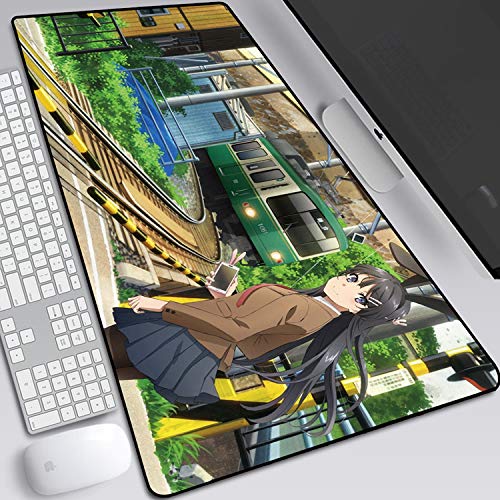 Rascal Does Not Dream of Bunny Girl Senpai erweitertes Mauspad, japanisches Anime-Gaming-Mauspad mit genähten Kanten, rutschfeste Gummiunterseite, Schreibtischunterlage für Gamer, 90 x 40 cm, von MXDZA