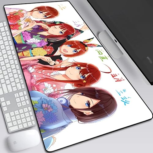 The Quintessential Quintuplets erweitertes Mauspad, japanisches Anime-Gaming-Mauspad mit genähten Kanten, Nakano Miku, rutschfeste Gummiunterseite, Schreibtischunterlage für Gamer, 90 x 40 cm, von MXDZA