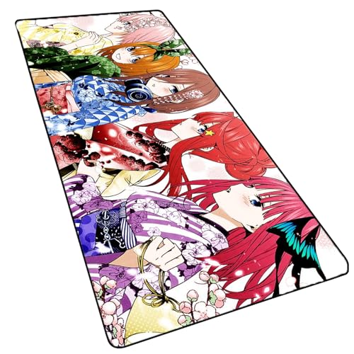 The Quintessential Quintuplets erweitertes Mauspad, japanisches Anime-Gaming-Mauspad mit genähten Kanten, Nakano Miku, rutschfeste Gummiunterseite, Schreibtischunterlage für Gamer, 90 x 40 cm, von MXDZA