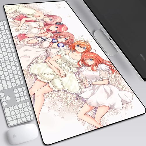 The Quintessential Quintuplets erweitertes Mauspad, japanisches Anime-Gaming-Mauspad mit genähten Kanten, Nakano Miku rutschfeste Gummiunterseite, 89.9x40.1 cm, Multi3 von MXDZA