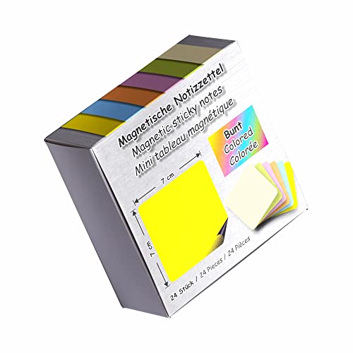 24 Stück Magnetische Notizzettel 7 x 7 cm Beschreibbar Abwischbar Wiederverwendbar Zuschneidbar Magnetschilder Magnetische Etiketten Whiteboard Kühlschrank Magnettafel Präsentationskarten (Bunt) von MXELDN