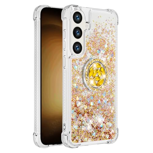 Bling Handy Hülle für Galaxy S25 Damen, Glitzer Flüssig Handyhülle mit Rotating Ring Ständer Stoßfest Schutztasche Bumper Silikon Hüllen Quicksand Handytasche kompatibel mit Samsung Galaxy S25 Bling Handy Hülle für Galaxy S25 Damen, Glitzer Flüssig Handyhülle mit Rotating Ring Ständer Stoßfest Schutztasche Bumper Silikon Hüllen Quicksand Handytasche kompatibel mit Samsung Galaxy S25 von MXFDOKD