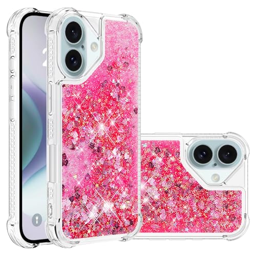 Bling Handyhülle Silikon für iPhone 16 Plus, Glitzer Fließend Schutzhülle Kratzfest Handytasche Durchsichtige Schutzcase Vergilbungsbeständig Hüllen Stoßfeste kompatibel mit iPhone 16 Plus von MXFDOKD