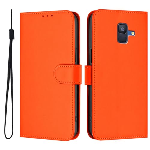 Handy Hülle Leder für Galaxy A6 2018 Orange, Leder Flip Klappbare Magnetische Hüllen Geldbeutel Schutzhülle mit Standfunktion und Kameraschutz Kratzfest Cover kompatibel mit Samsung Galaxy A6 2018 Handy Hülle Leder für Galaxy A6 2018 Orange, Leder Flip Klappbare Magnetische Hüllen Geldbeutel Schutzhülle mit Standfunktion und Kameraschutz Kratzfest Cover kompatibel mit Samsung Galaxy A6 2018 von MXFDOKD