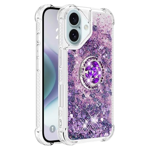 Silikon Schutzhülle für iPhone 16 Handytasche mit Ring Ständer, Transparent Flüssig Bewegende Treibsand Handyhülle Bumper Schutz Case Bling Quicksand Handytasche Kratzfest kompatibel mit iPhone 16 Silikon Schutzhülle für iPhone 16 Handytasche mit Ring Ständer, Transparent Flüssig Bewegende Treibsand Handyhülle Bumper Schutz Case Bling Quicksand Handytasche Kratzfest kompatibel mit iPhone 16 von MXFDOKD