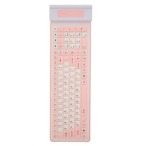 MXGZ Silikontastatur, wasserdichte 2,4-G-Tastatur mit 103 Tasten für das Büro (Rosa) von MXGZ