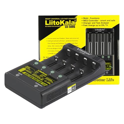 MXJFYY LiitoKala Lii-500S 18650 Akkuladegerät Schnellladegerät mit LCD-Display Touching Control, 4-Steckplatz AA Akkuladegerät mit 12V3A Adapter für 10400 21700 Li-Lion AA AAA NI-MH NI-CD MXJFYY LiitoKala Lii-500S 18650 Akkuladegerät Schnellladegerät mit LCD-Display Touching Control, 4-Steckplatz AA Akkuladegerät mit 12V3A Adapter für 10400 21700 Li-Lion AA AAA NI-MH NI-CD von MXJFYY