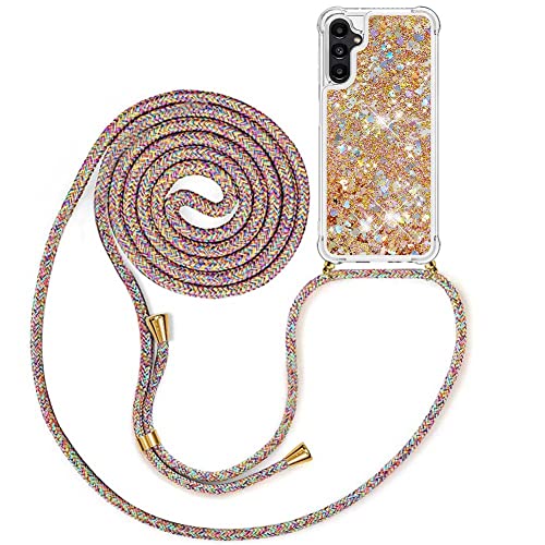 MXKOCO Handykette kompatibel mit Samsung Galaxy A14 5G Glitzer Flüssig Bewegende Treibsand Hülle mit Band Umhängetaschen+Hüllen mit Umhängeband Handykordel mit Schutzhülle Stylische Kette mit Hülle MXKOCO Handykette kompatibel mit Samsung Galaxy A14 5G Glitzer Flüssig Bewegende Treibsand Hülle mit Band Umhängetaschen+Hüllen mit Umhängeband Handykordel mit Schutzhülle Stylische Kette mit Hülle von MXKOCO