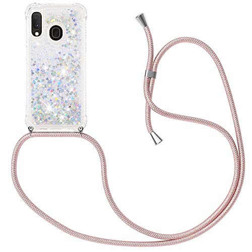 MXKOCO Handykette kompatibel mit Samsung Galaxy A20e/A10e Glitzer Flüssig Bewegende Treibsand Hülle mit Band Umhängetaschen+Hüllen mit Umhängeband Handykordel mit Schutzhülle Stylische Kette mit Hülle MXKOCO Handykette kompatibel mit Samsung Galaxy A20e/A10e Glitzer Flüssig Bewegende Treibsand Hülle mit Band Umhängetaschen+Hüllen mit Umhängeband Handykordel mit Schutzhülle Stylische Kette mit Hülle von MXKOCO