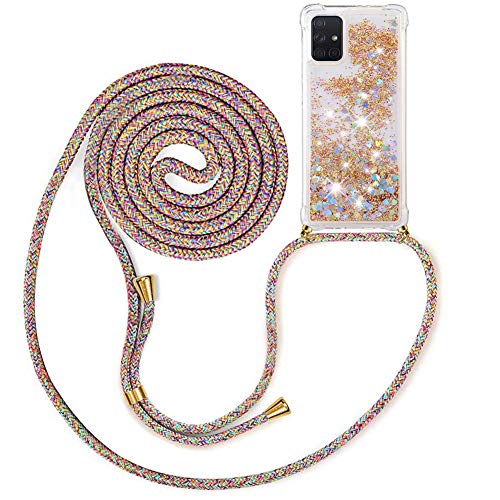 MXKOCO Handykette kompatibel mit Samsung Galaxy A71 Glitzer Flüssig Bewegende Treibsand Hülle mit Band Umhängetaschen+Hüllen mit Umhängeband Handykordel mit Schutzhülle Stylische Kette mit Hülle MXKOCO Handykette kompatibel mit Samsung Galaxy A71 Glitzer Flüssig Bewegende Treibsand Hülle mit Band Umhängetaschen+Hüllen mit Umhängeband Handykordel mit Schutzhülle Stylische Kette mit Hülle von MXKOCO
