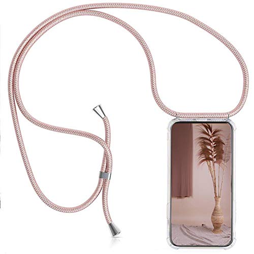 MXKOCO Handykette kompatibel mit Samsung Galaxy S21+ 5G/S21 Plus 5G - Handyhülle/Case mit Umhängeband-Handykordel mit Schutzhülle Silikonhülle Hülle mit Band, Stylische Kette Hülle-Rose Gold von MXKOCO