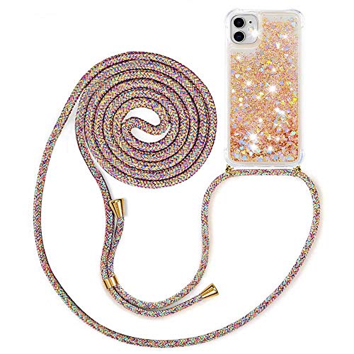 MXKOCO Handykette kompatibel mit iPhone 11 Glitzer Flüssig Bewegende Treibsand Hülle mit Band Umhängetaschen+Hüllen mit Umhängeband Handykordel mit Schutzhülle Stylische Kette mit Hülle MXKOCO Handykette kompatibel mit iPhone 11 Glitzer Flüssig Bewegende Treibsand Hülle mit Band Umhängetaschen+Hüllen mit Umhängeband Handykordel mit Schutzhülle Stylische Kette mit Hülle von MXKOCO