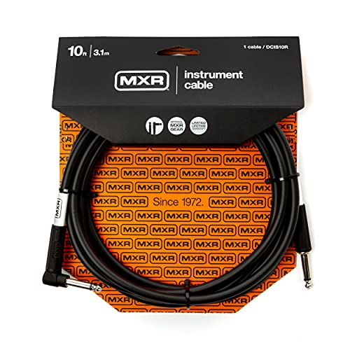 JIM DUNLOP MXR Standard Instrumentenkabel, 10 Fuß | 3,1 m, 1/4-Zoll-Winkelstecker (DCIS10R) von MXR