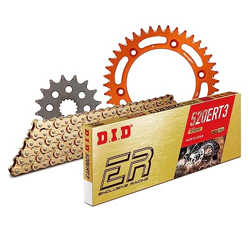 Kettensatz DID Alu 520ERT2 / 110 Clipschloss orange für KTM SXC 625 ccm Bj. 2003-2005 von MXT
