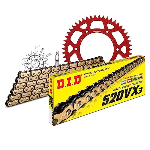 Kettensatz DID Alu 520VX3 / 116 Endlos rot für Honda CRF X 250 ccm Bj. 2004-2015 von MXT