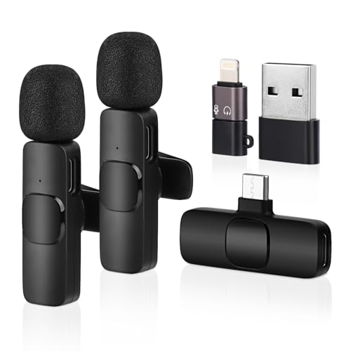 MXTIMWAN 2pcs Mini Mikrofon, Mikrofon Handy, Lavalier Mikrofon Wireless mit Rauschunterdrückung,Ansteckmikrofon für iPhone/Android Telefon/Computer/Laptop für Videoaufnahmen, Vlog,YouTube,TikTok MXTIMWAN 2pcs Mini Mikrofon, Mikrofon Handy, Lavalier Mikrofon Wireless mit Rauschunterdrückung,Ansteckmikrofon für iPhone/Android Telefon/Computer/Laptop für Videoaufnahmen, Vlog,YouTube,TikTok von MXTIMWAN