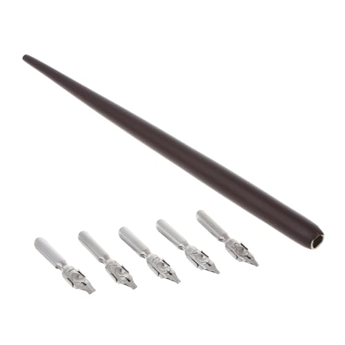 Mya 1 Set Englischer Kalligraphie-Stift aus Holz, Federhalter aus Holz, schräger Federhalter für Dip + 5 Federn von Mya