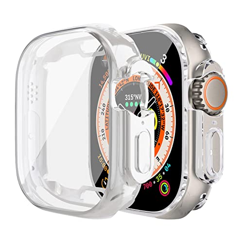 2 Stück Hülle für Apple Watch Ultra 49mm, vollständige Abdeckung [Kratzfest], weiche TPU Displayschutzfolie Schutzhülle für iWatch Serie 8 Ultra 2022,Silber+transparent von MYAPULUA