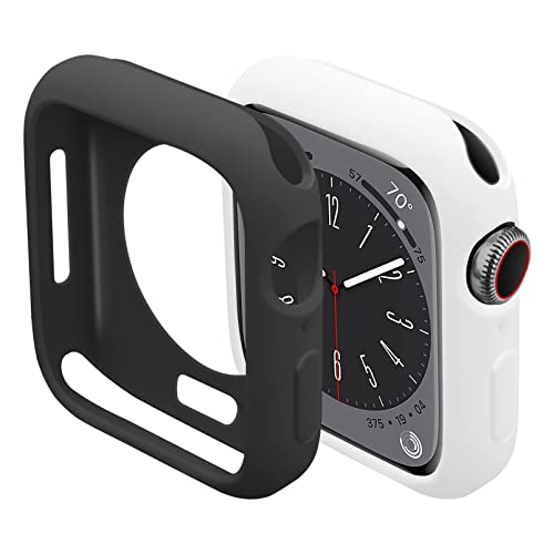 2 Stück Hülle kompatibel für Apple Watch Series 7 8 41mm 45mm,TPU weiche Silikon Schutzhülle Protective Cover für iWatch 7 8,Schwarz+weiß von MYAPULUA