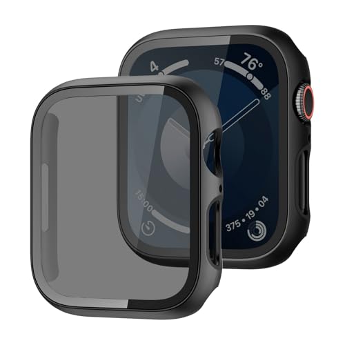 MYAPULUA 2-Stück Hülle für Apple Watch Serie 9/8/7 41mm Schutzhülle Anti Spy,Hard PC Rundum Ultradünne Schutz Case Privatsphäre Glas Displayschutz für Apple Watch 41mm,Schwarz/Schwarz MYAPULUA 2-Stück Hülle für Apple Watch Serie 9/8/7 41mm Schutzhülle Anti Spy,Hard PC Rundum Ultradünne Schutz Case Privatsphäre Glas Displayschutz für Apple Watch 41mm,Schwarz/Schwarz von MYAPULUA