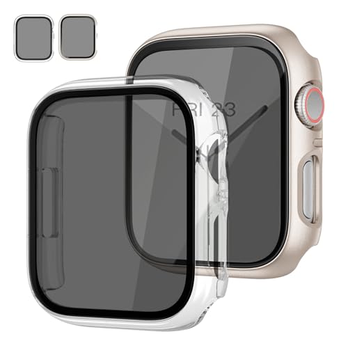 MYAPULUA 2-Stück Hülle für Apple Watch Serie 9/8/7 45mm Schutzhülle Anti Spy,Hard PC Rundum Ultradünne Schutz Case Privatsphäre Glas Displayschutz für Apple Watch 41mm,Sternenlicht/Transparent MYAPULUA 2-Stück Hülle für Apple Watch Serie 9/8/7 45mm Schutzhülle Anti Spy,Hard PC Rundum Ultradünne Schutz Case Privatsphäre Glas Displayschutz für Apple Watch 41mm,Sternenlicht/Transparent von MYAPULUA